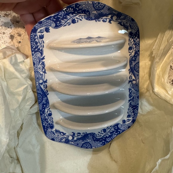 Spode Blue and Cream Floral Toast Dish - Picture 3 of 6